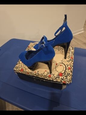 Women’s Royal Blue Suede High Heel Mary Jane Pumps